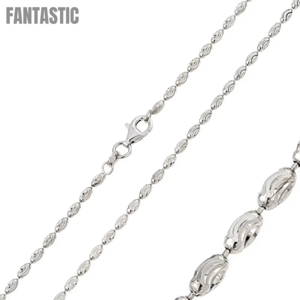 925 Sterling Silver Diamond Cut Oval Curved Bead Chain Fantastic NYC