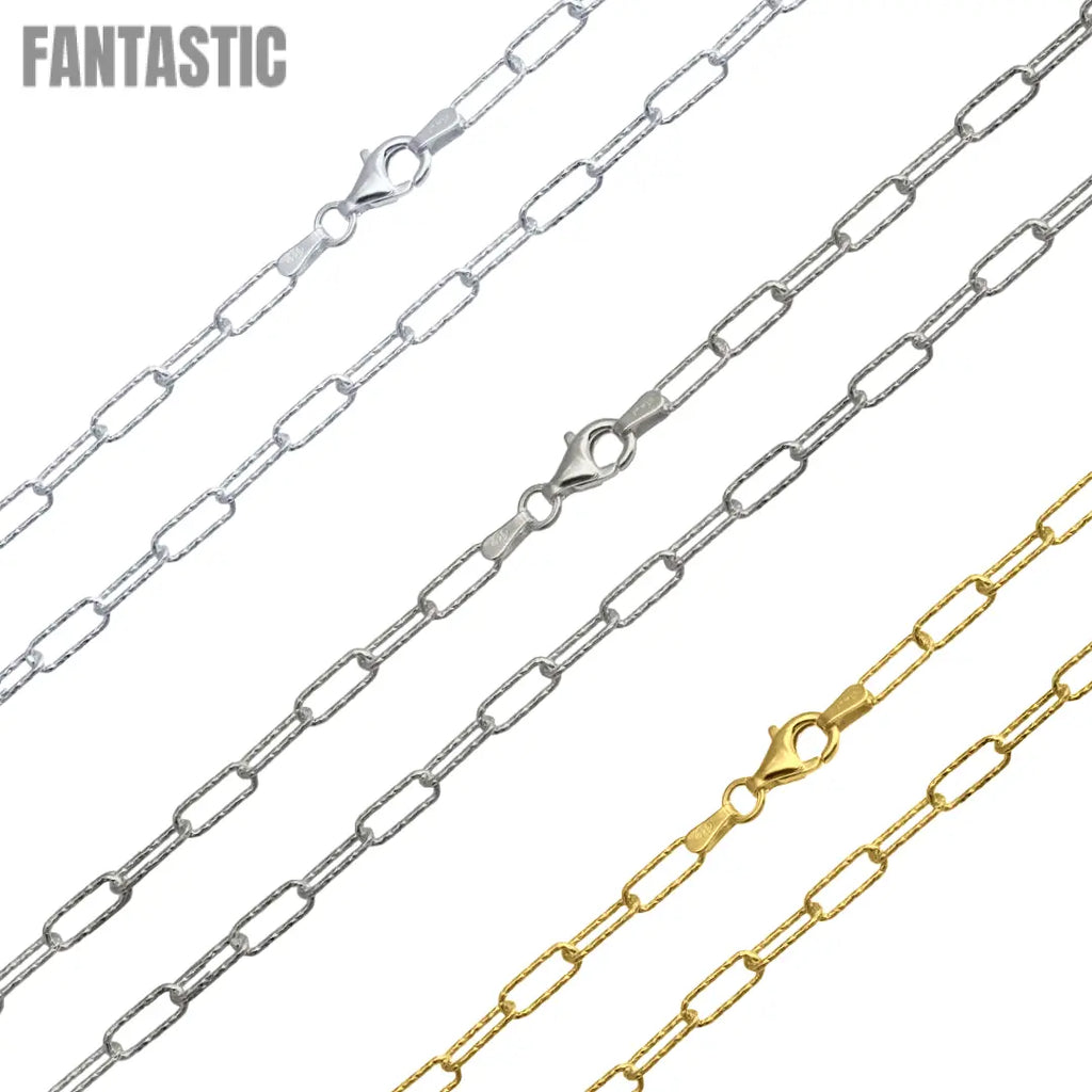 925 Sterling Silver Diamond Cut Paperclip Chain Fantastic NYC