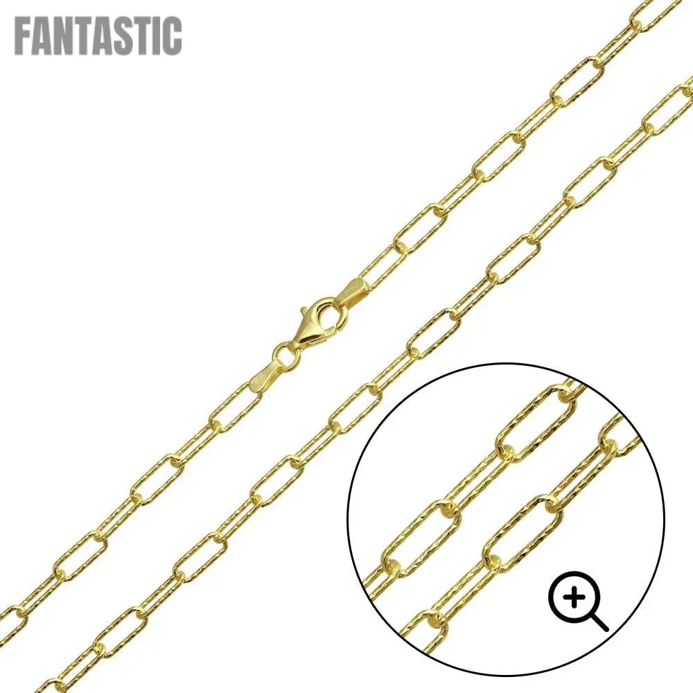 Silver Gold Plated Diamond Cut Paperclip Link Chain 3.2mm - VGC20 GP | Silver Palace Inc. #plating_gold