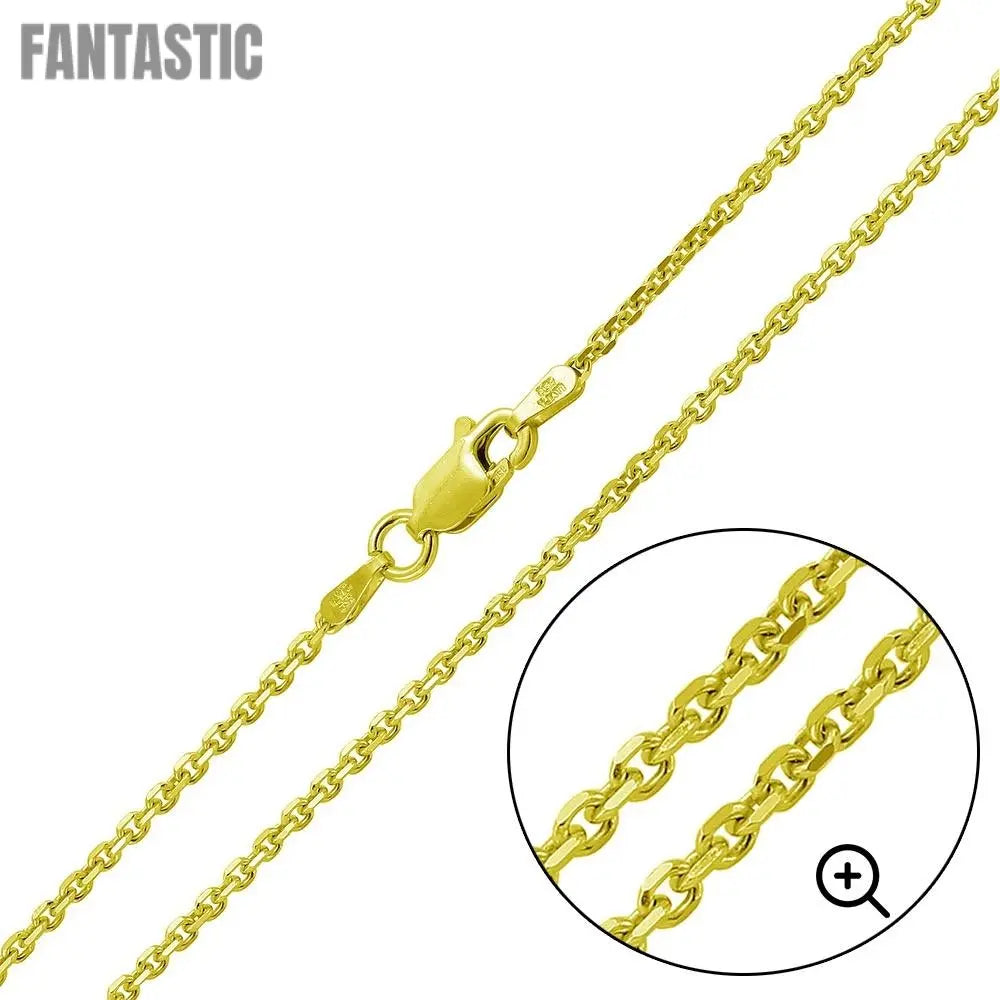 Silver Gold Plated Diamond Cut Cable Rolo Chains 040 Chain 2.6mm - CH389 | Silver Palace Inc. #plating_gold