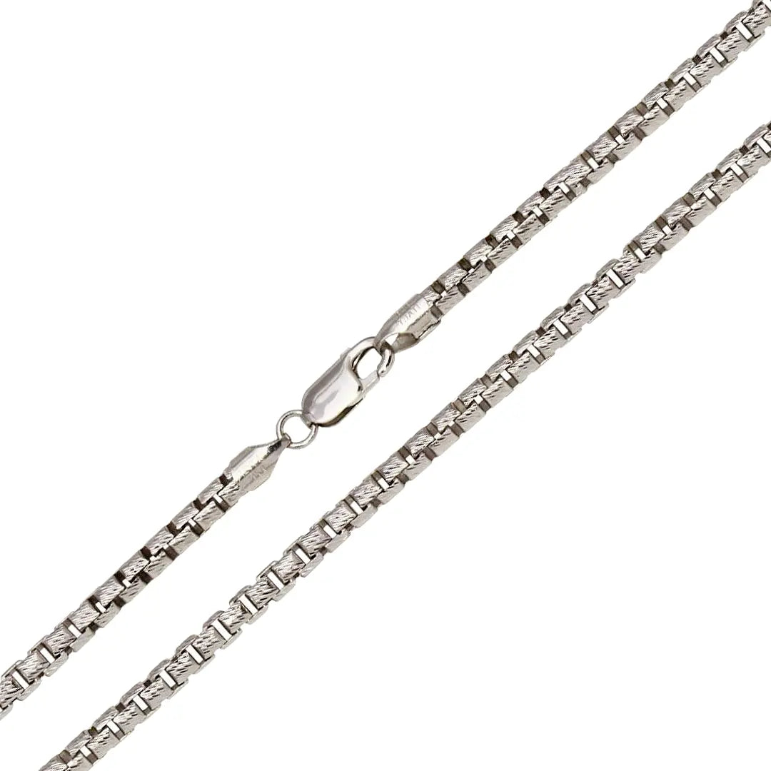 925 Sterling Silver Diamond Cut Slash Round Box Chain Fantastic NYC
