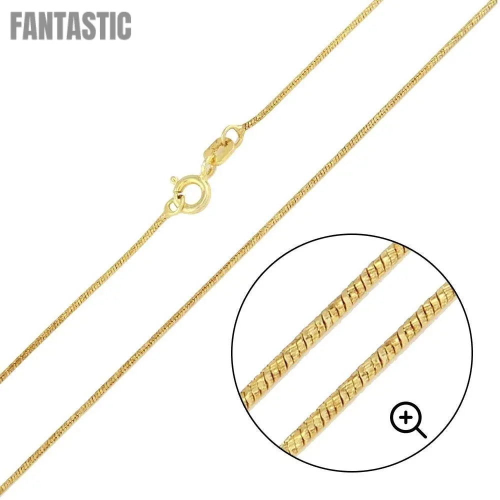 Silver 925 Gold Plated Slash Round Snake Chain 0.8mm - CH349 GP | Silver Palace Inc. #plating_gold