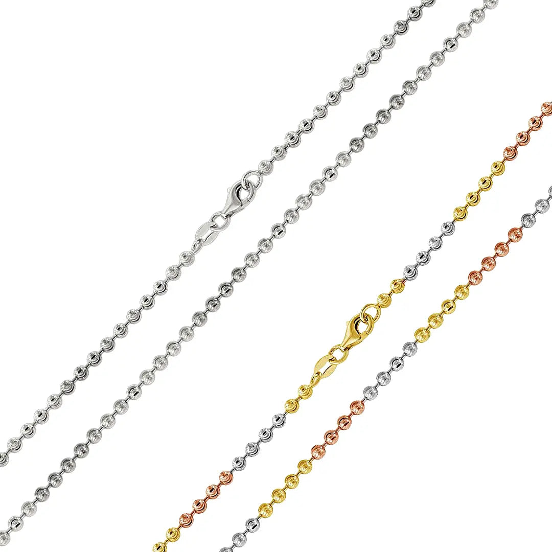 925 Sterling Silver Diamond Cut Wave Design Bead Chain Fantastic NYC