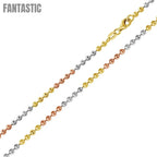 Silver 925 Multi Plated Wave Design Diamond Cut Bead 025 Chains 2.3mm - CH263 MUL | Silver Palace Inc. #plating_three-tone