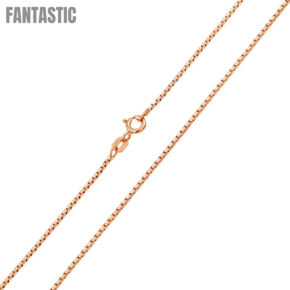 Silver 925 Rose Gold Plated Diamond V Cut Box 024 Chain 0.96mm - CH164 RGP | Silver Palace Inc. #plating_rose gold