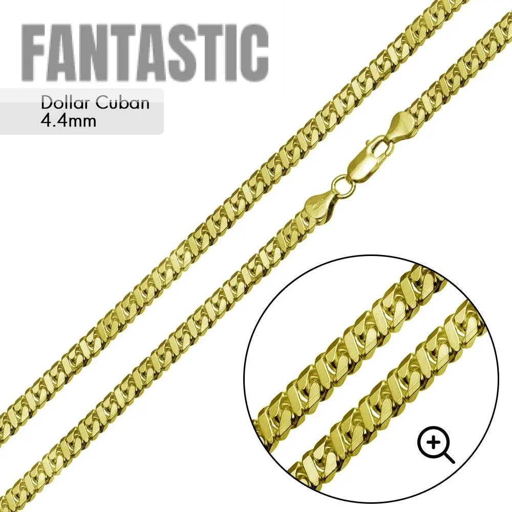 Silver 925 Gold Plated Dollar Miami Cuban Chain 4.4mm - VGC19 GP | Silver Palace Inc. #plating_gold