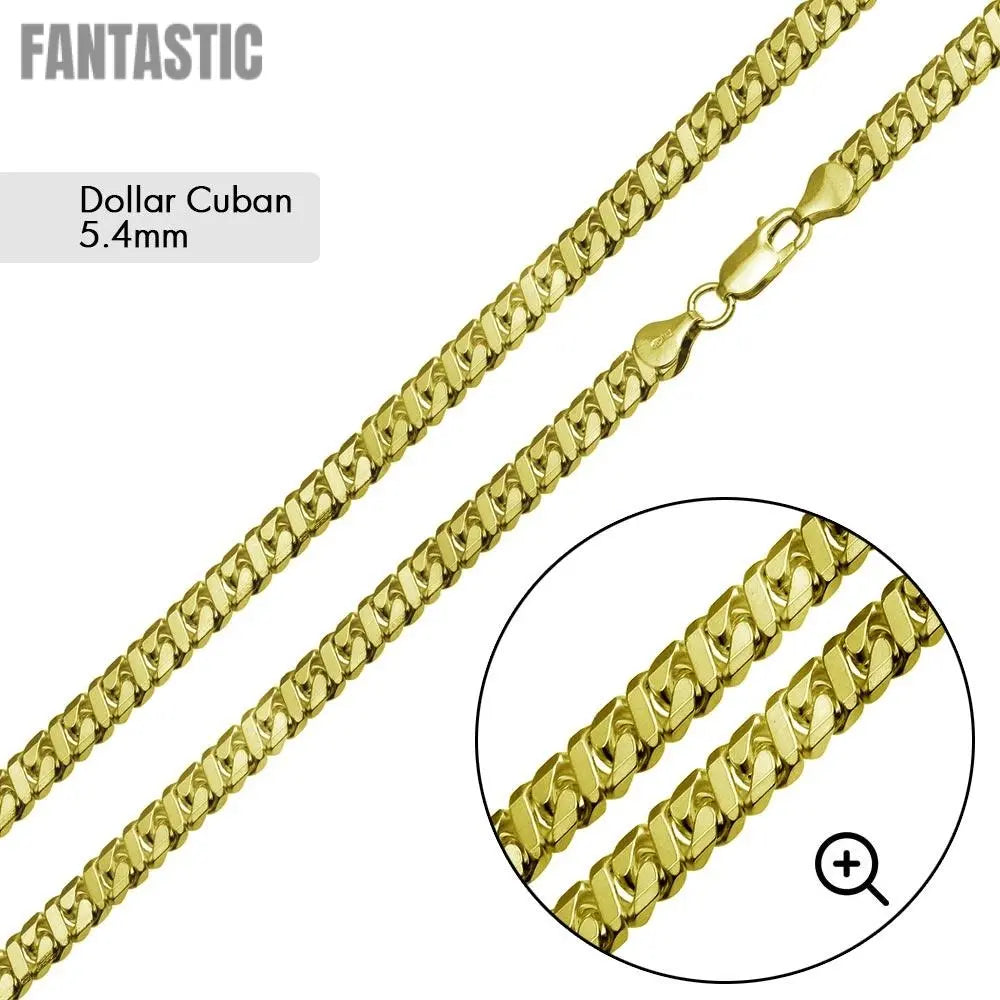 Silver 925 Gold Plated Dollar Miami Cuban Chain 5.4mm - VGC24 GP | Silver Palace Inc. #plating_gold