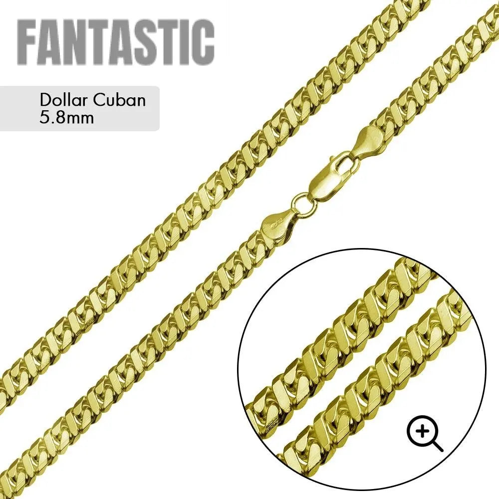 925 Sterling Silver Gold Plated Figure 8 Link Chain 5.7mm - VGC29 GP | Silver Palace Inc. #plating_gold