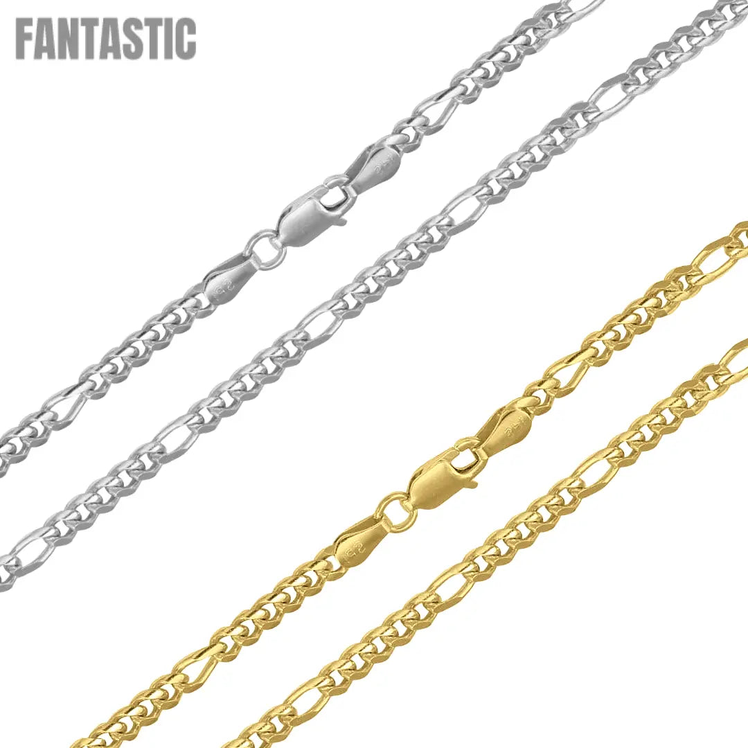 925 Sterling Silver Figaro Cuban Chain Fantastic NYC