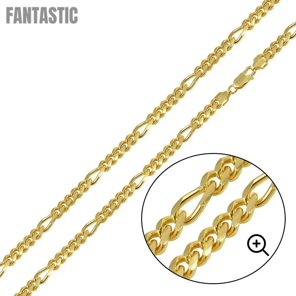 Silver 925 Gold Plated Figaro Cuban Chain 4.9mm - CH463GP | Silver Palace Inc.  #plating_gold