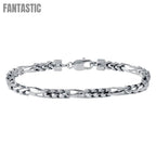 Silver 925 Rhodium Plated Figaro Franco Bracelet 6mm - CH946 RH | Silver Palace Inc.