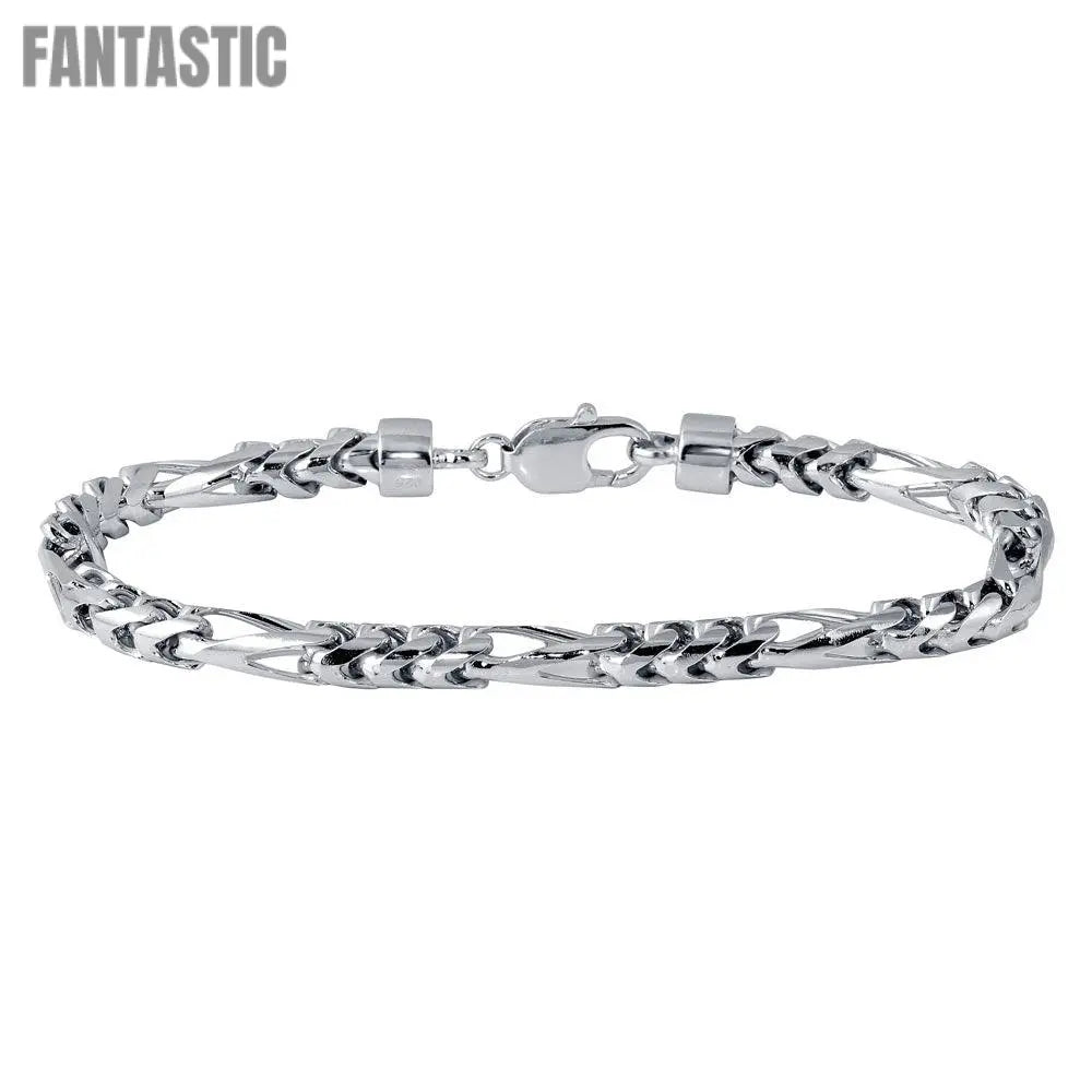 Silver 925 Rhodium Plated Figaro Franco Bracelet 6mm - CH946 RH | Silver Palace Inc.