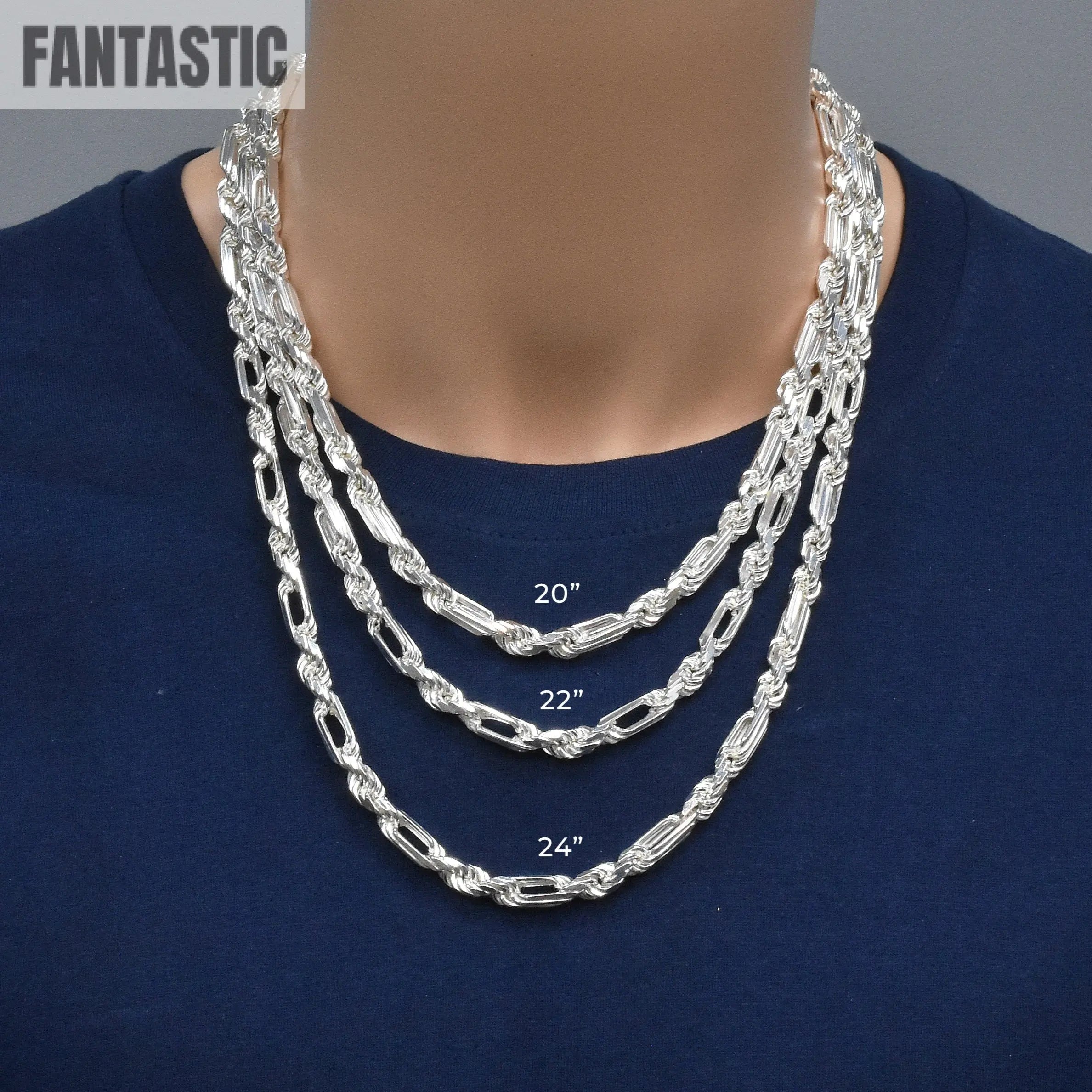 925 Sterling Silver Figarope Milano Chain or Bracelet Fantastic NYC