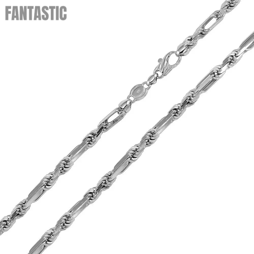 Silver 925 Rhodium Plated Hand Made Figarope Milano Chains 5.5mm - CH194 RH | Silver Palace Inc.  #plating_rhodium