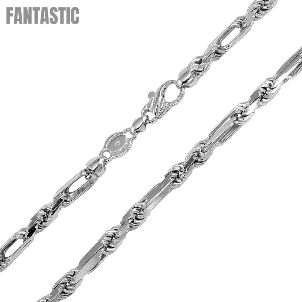 Silver 925 Rhodium Plated Hand Made Figarope Milano Chains 8mm - CH196 RH | Silver Palace Inc.  #plating_rhodium