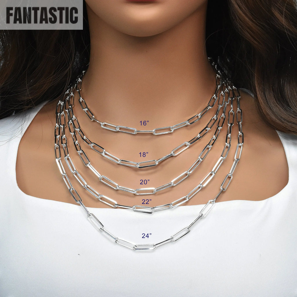 925 Sterling Silver Flat Edge Paperclip Chain or Bracelet Fantastic NYC