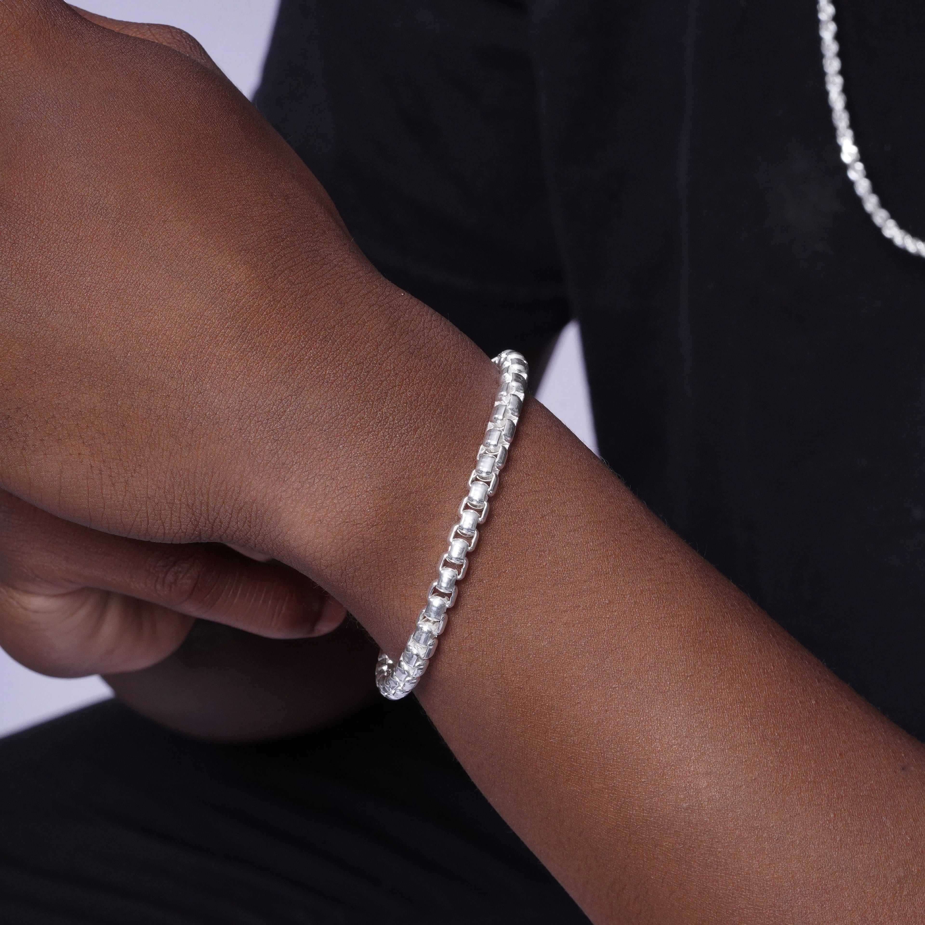 925 Sterling Silver Half Round Wire Box Chain or Bracelet Fantastic NYC