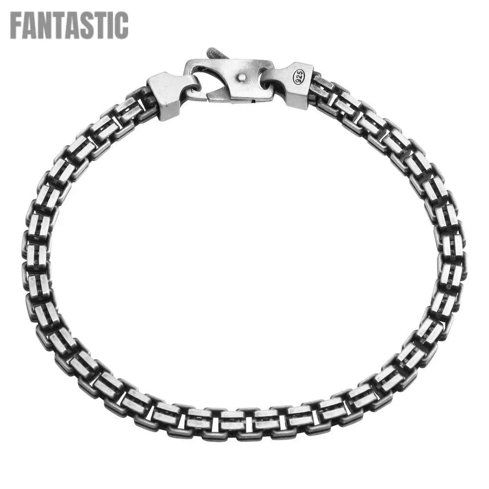 925 Sterling Silver Hand Made Gun Metal Finish Double Box Chain Bracelet 4.7mm - VGB6 Fantastic NYC