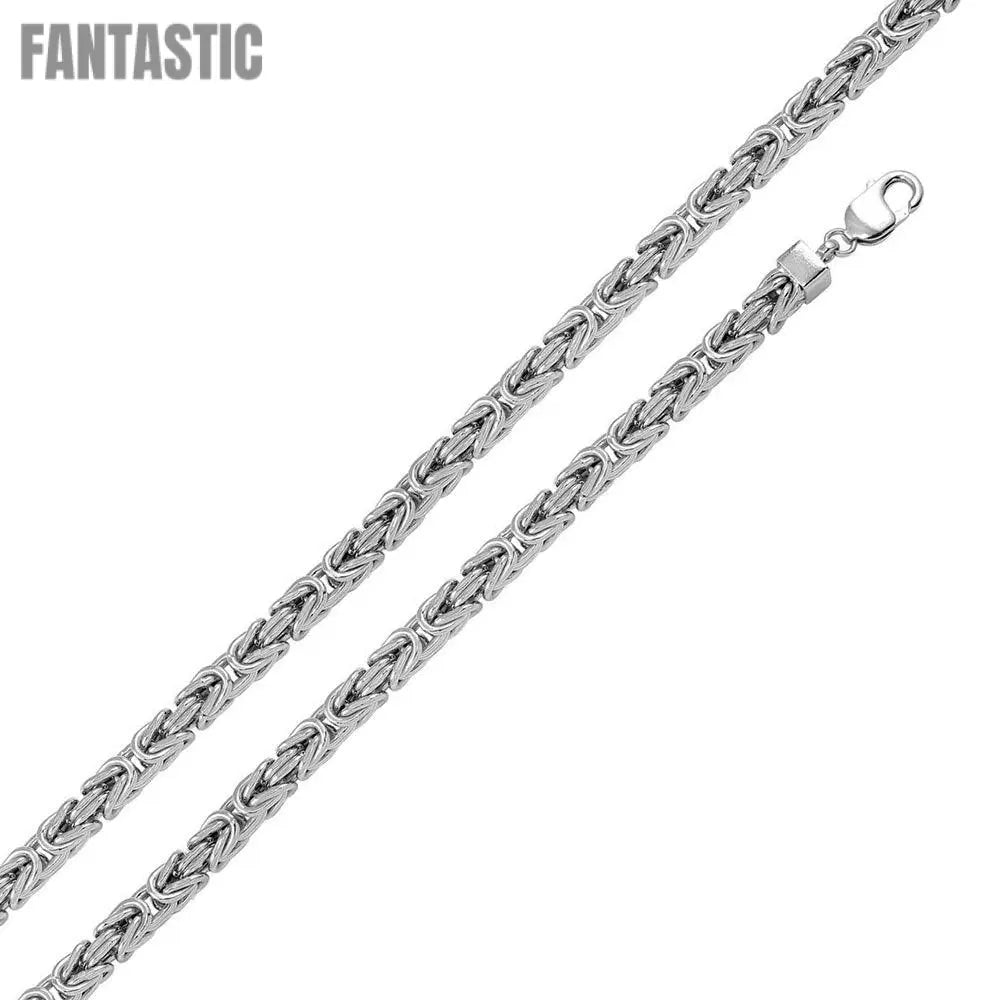 Silver 925 Rhodium Plated Hollow Byzantine Chain 7mm - CHHW110 RH | Silver Palace Inc. #plating_rhodium