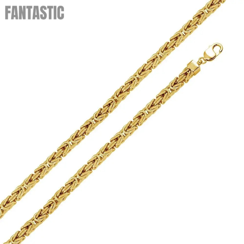 Silver 925 Gold Plated Hollow Byzantine Chain 7mm - CHHW110 GP | Silver Palace Inc. #plating_gold
