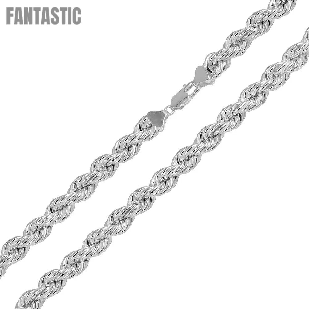 925 Sterling Silver Hollow Rope Chain Fantastic NYC