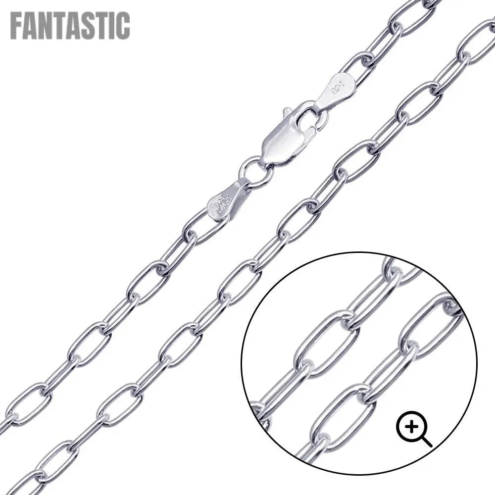 Rhodium Plated 925 Sterling Silver Oval Paperclip Link Chain 4mm - CH467 RH | Silver Palace Inc. #plating_rhodium