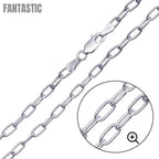 Rhodium Plated 925 Sterling Silver Oval Paperclip Link Chain 4mm - CH467 RH | Silver Palace Inc. #plating_rhodium