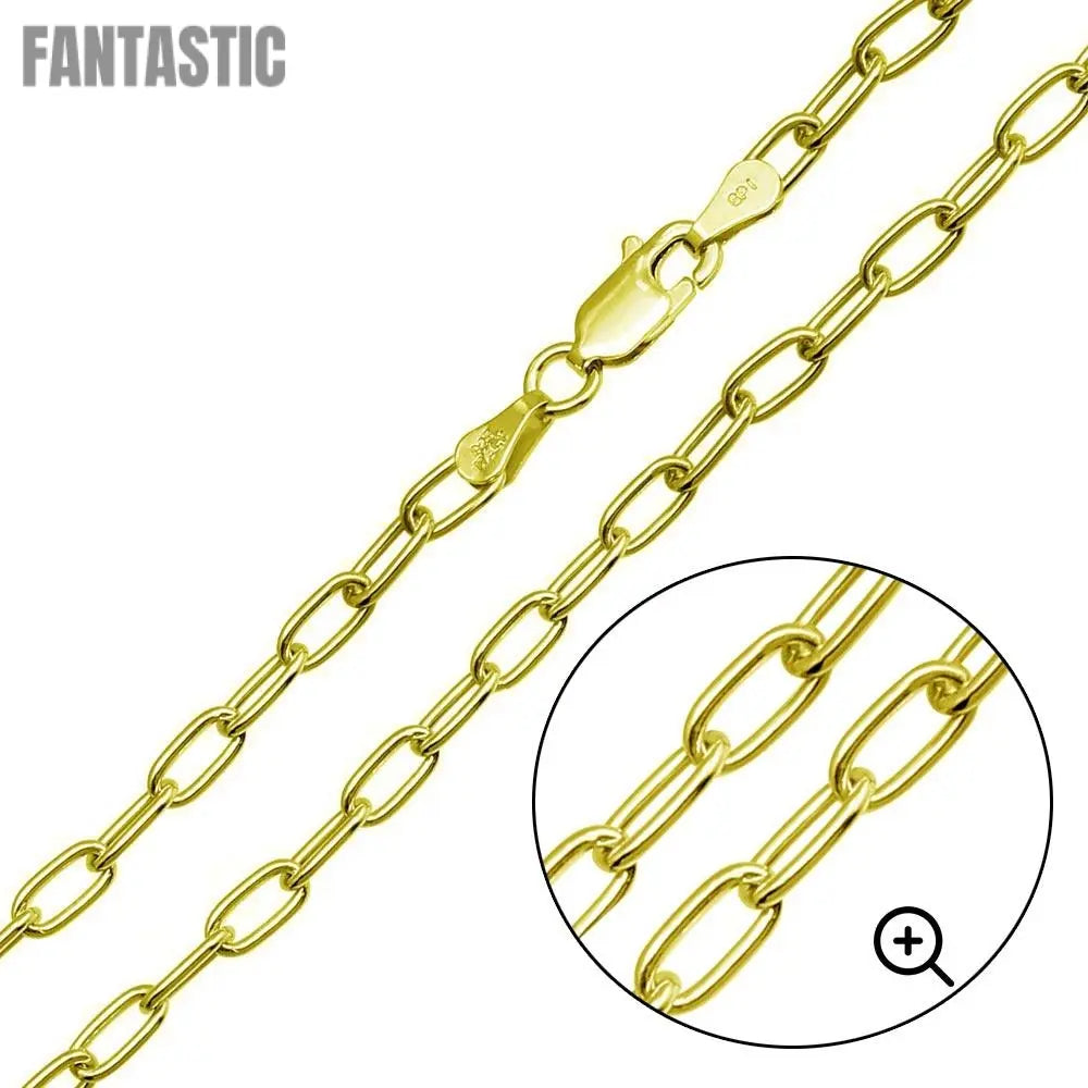 Silver 925 Gold Plated Oval Paperclip Link Chain 4mm - CH467 GP | Silver Palace Inc. #plating_gold