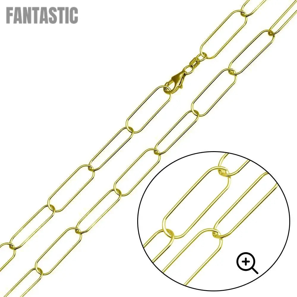 Silver 925 Gold Plated Oval Paperclip Link Chain 6.5mm - CH468 GP | Silver Palace Inc. #plating_gold