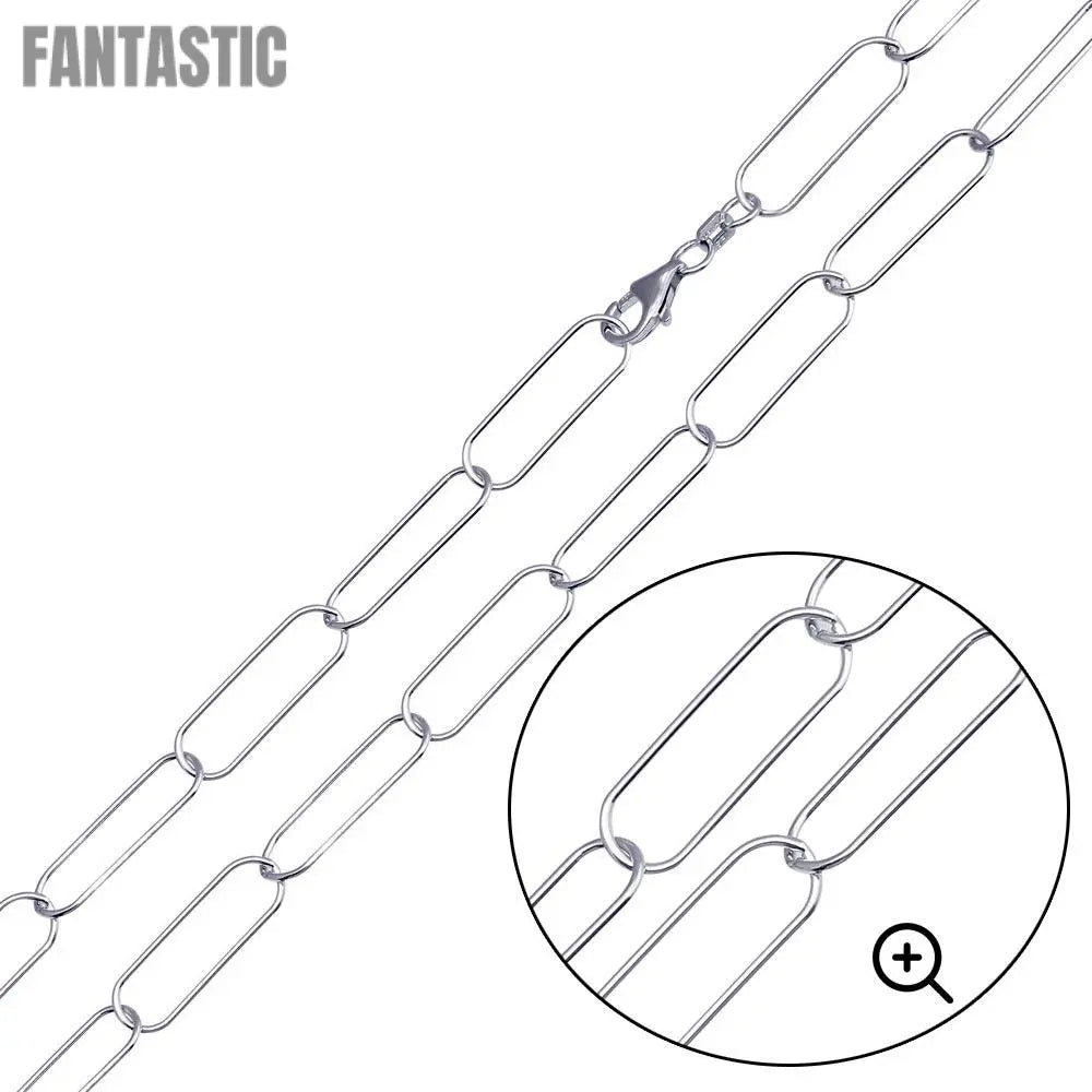 Rhodium Plated 925 Sterling Silver Oval Paperclip Link Chain 6.5mm - CH468 RH | Silver Palace Inc. #plating_rhodium