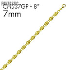 Silver 925 Gold Plated Puffed Mariner Bracelet 7mm - CH537B GP | Silver Palace Inc. #plating_gold