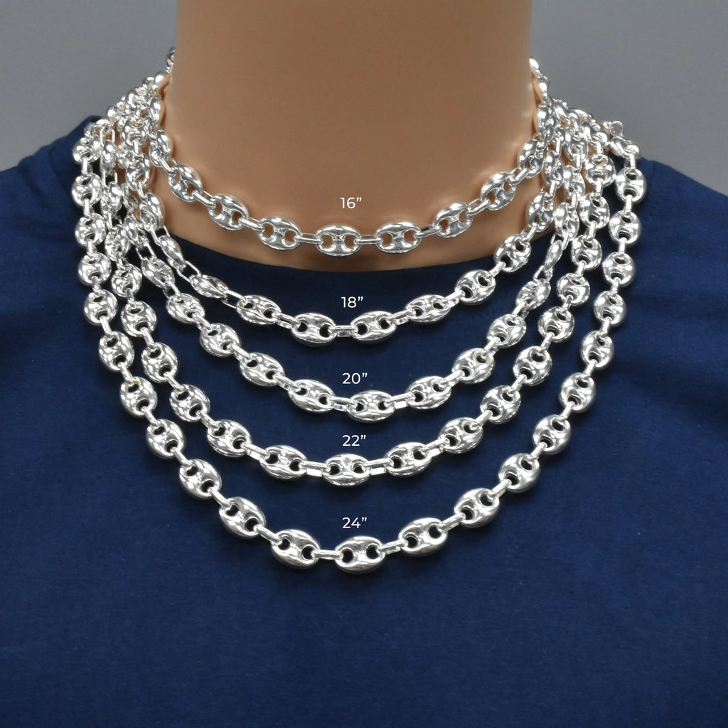 925 Sterling Silver Puffed Marina Chain or Bracelet Fantastic NYC
