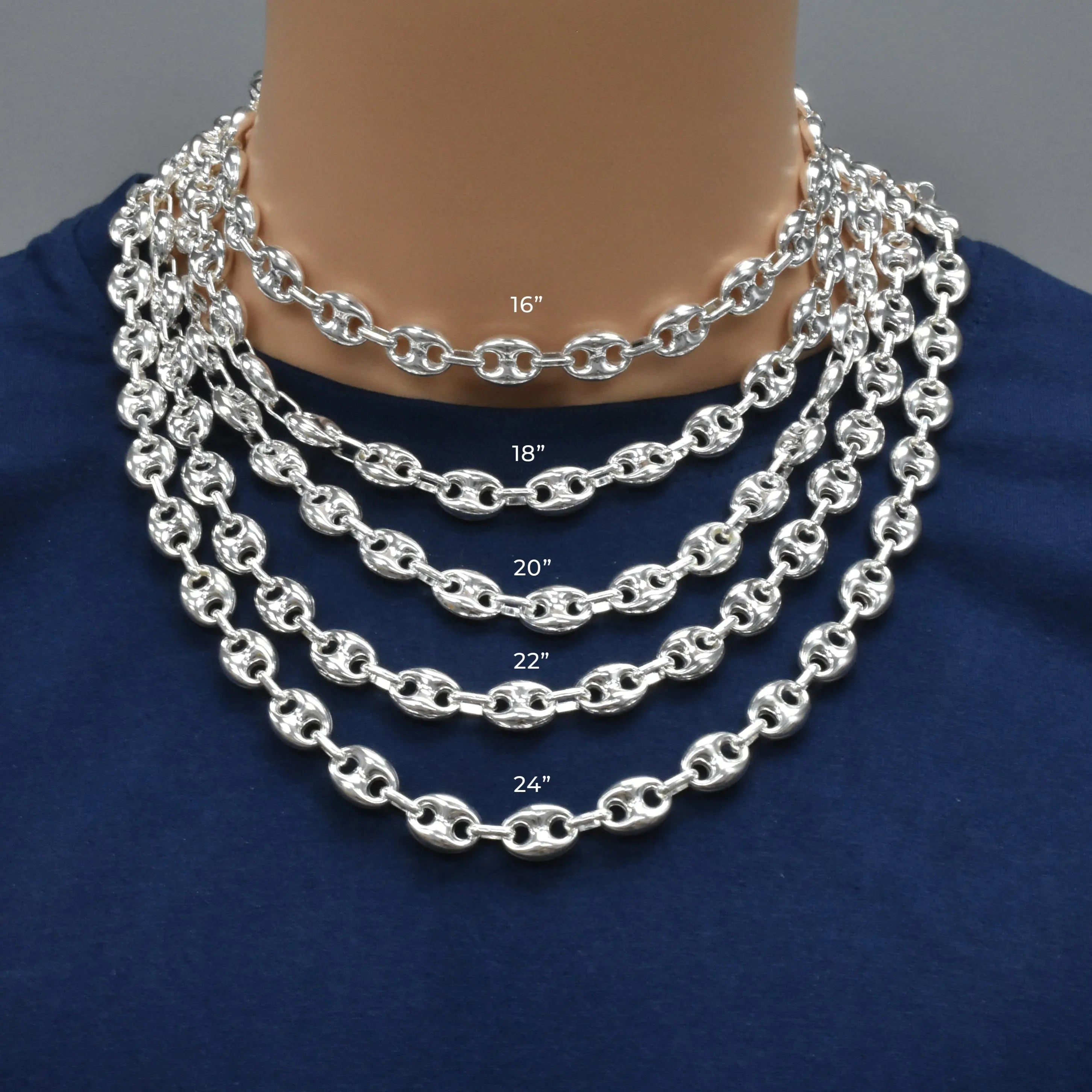 925 Sterling Silver Puffed Marina Chain or Bracelet Fantastic NYC