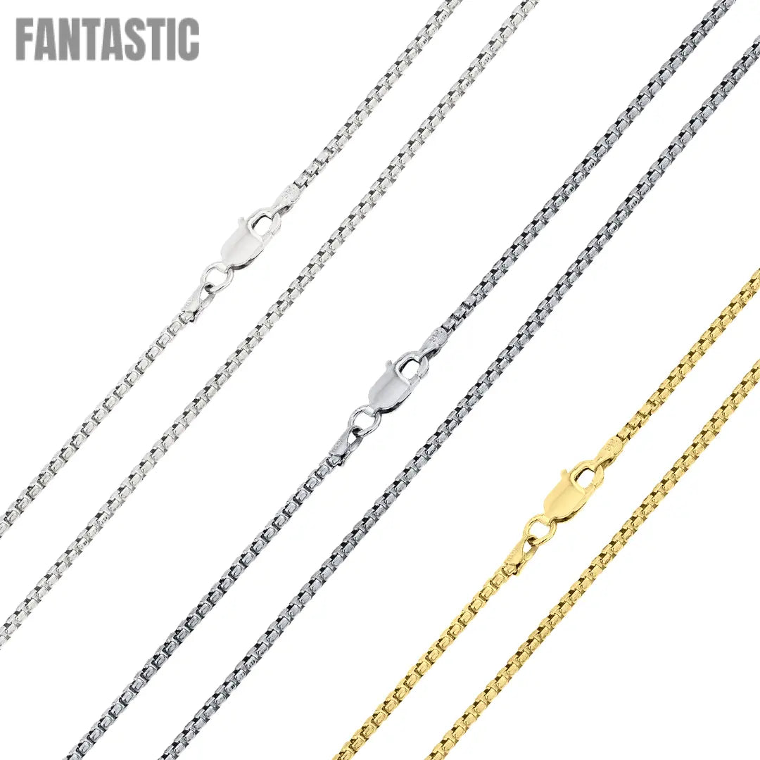 925 Sterling Silver Round Box Chain Fantastic NYC