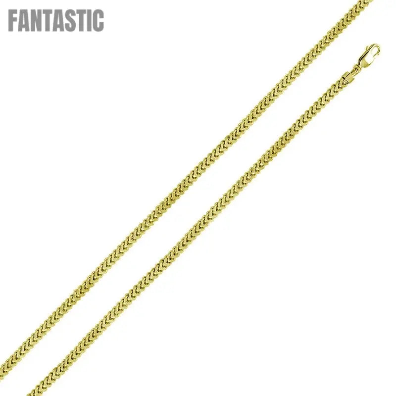 A gold-plated sterling silver hollow Franco chain necklace. #plating_gold