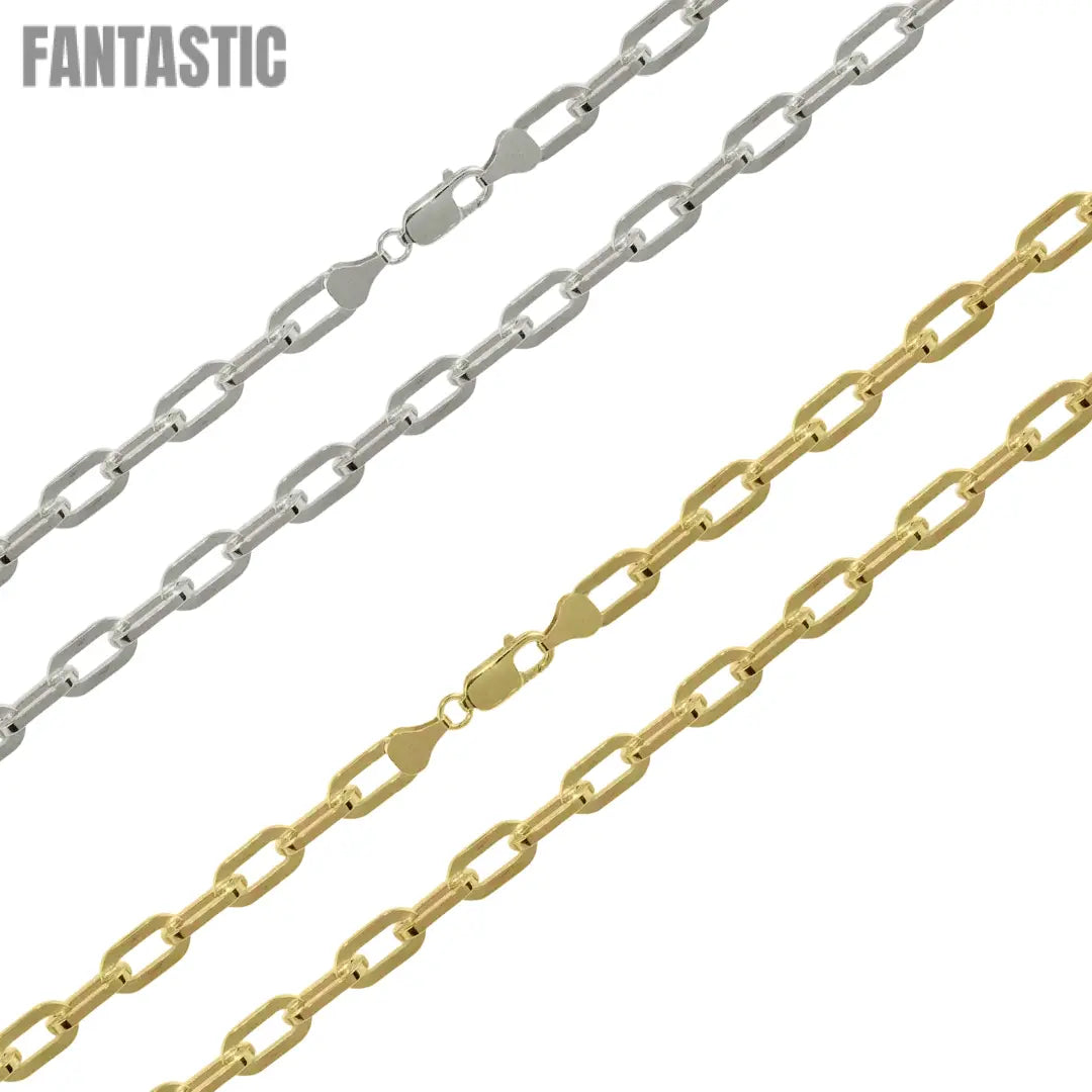 925 Sterling Silver Wide Oval Diamond Cut Paperclip Chain or Bracelet Fantastic NYC
