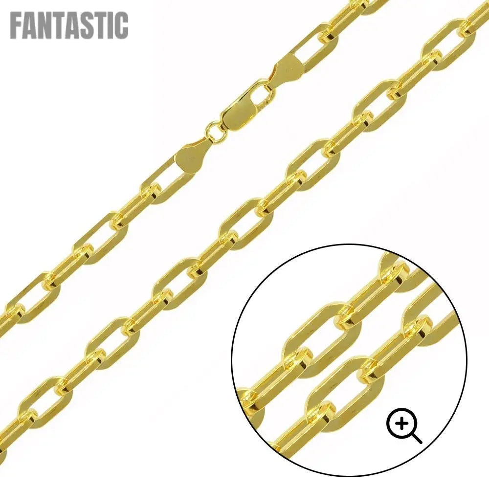 Silver 925 Gold Plated Wide Oval D Cut Link Paperclip Chain 5mm - CH949 GP | Silver Palace Inc. #plating_gold