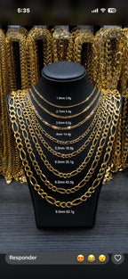 14K Yellow Gold Hollow Figaro Chain – 2–7mm