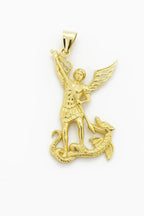 14K Real Gold Saint Michael Pendant – Slaying the Dragon, Defending the Light