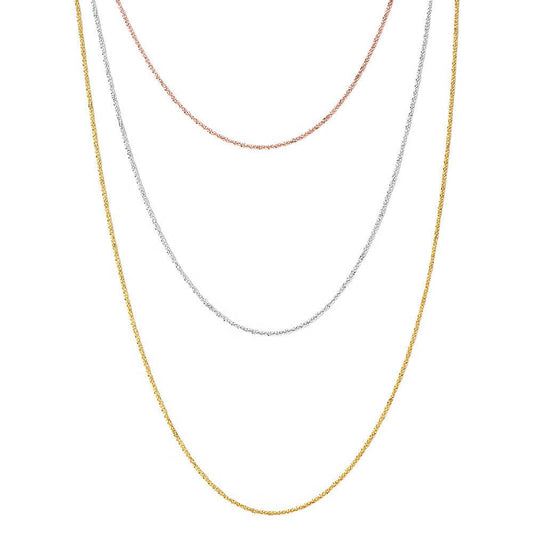 Silver 925 3 Toned 3 Strands Roc Chain Necklace - ARN00018TRI SPI