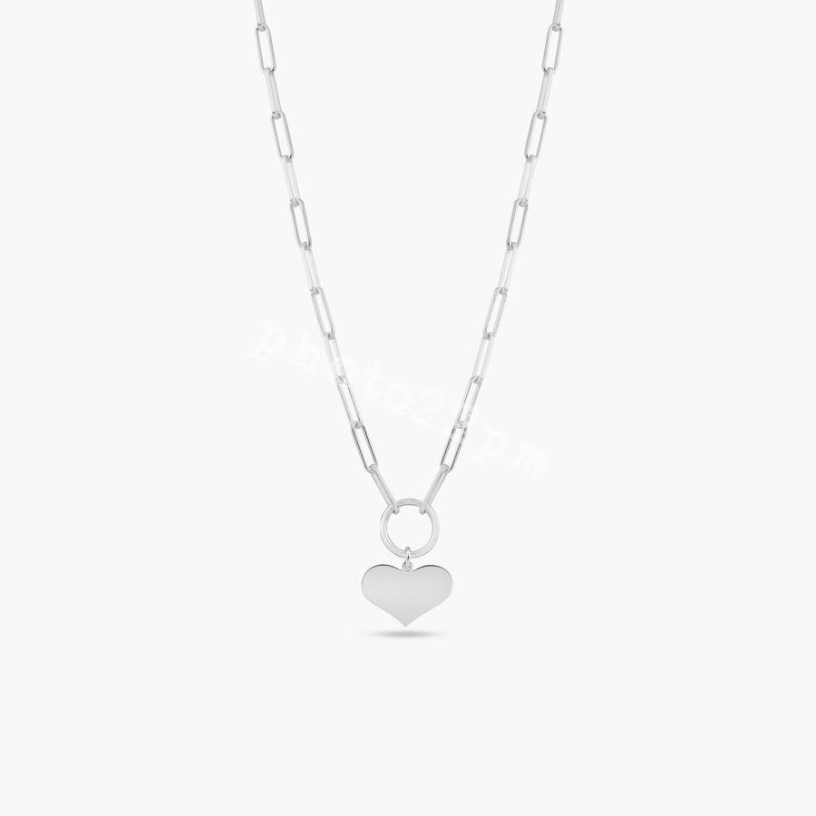 925 Sterling Silver Basic Link Chain Heart Necklace - ARN00062 SPI