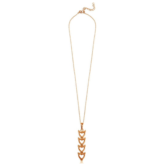 Rose Gold Plated 925 Sterling Silver Personalized 4 Heart Drop Mounting Necklace - BGP00782RGP SPI