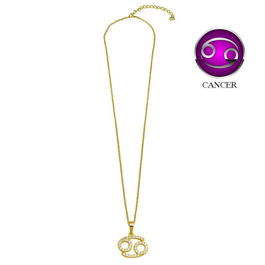 Gold Plated 925 Sterling Silver Cancer CZ Zodiac Sign Necklace - BGP01335GP SPI