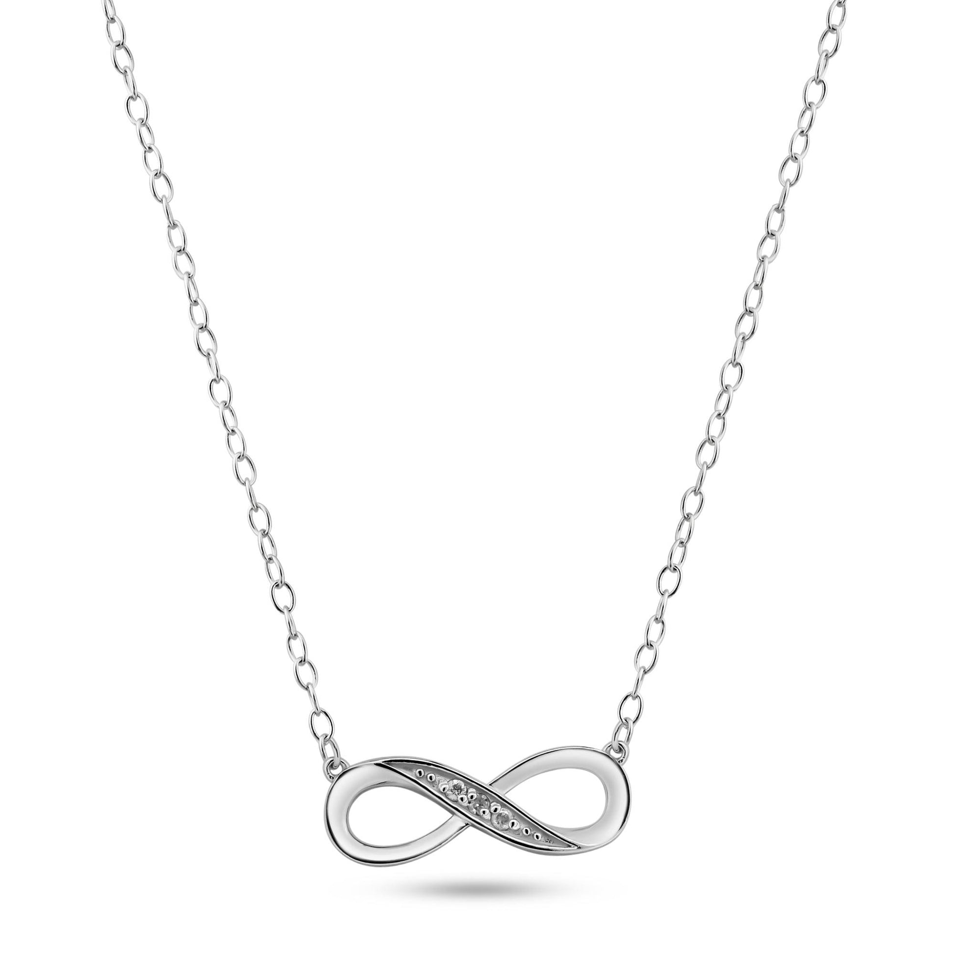 Rhodium Plated 925 Sterling Silver Infinity Design Diamond Necklaces - BGP01473 SPI