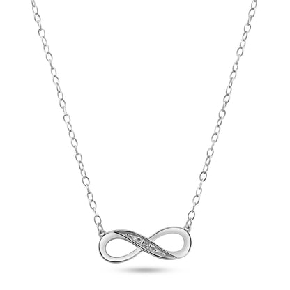 Rhodium Plated 925 Sterling Silver Infinity Design Diamond Necklaces - BGP01473 SPI