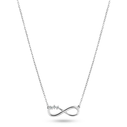 Rhodium Plated 925 Sterling Silver Infinity Design Diamond Necklaces - BGP01474 SPI