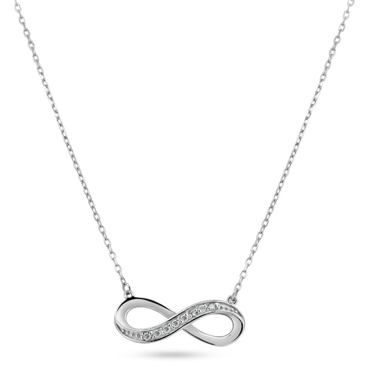Rhodium Plated 925 Sterling Silver Infinity Design Diamond Necklaces - BGP01475 SPI