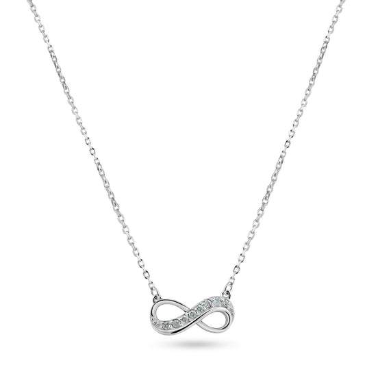 Rhodium Plated 925 Sterling Silver Infinity Design Diamond Necklaces - BGP01476 SPI