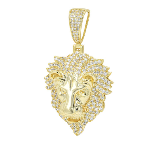 BRP-07 Brass Lion Pendant Fantastic Jewelry NYC