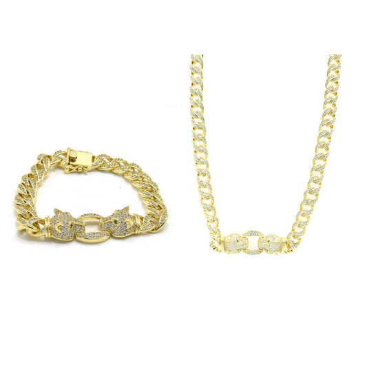 Brass Cuban 16 inch Chain and 7.5 inch Bracelet Set (SALE) Fantastic Jewelry NYC